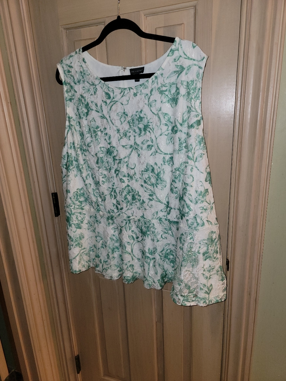 NWT Womens Plus Sz 3X Lace Sleeveless White Green Floral Overlay By Limited